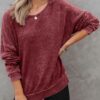 Dokotoo Womens Oversized Waffle Knit Crewneck Sweatshirts Lo...