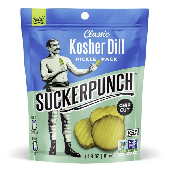 SuckerPunch Classic Dill Pickle Chips, Snack Pack, Gluten Fr...