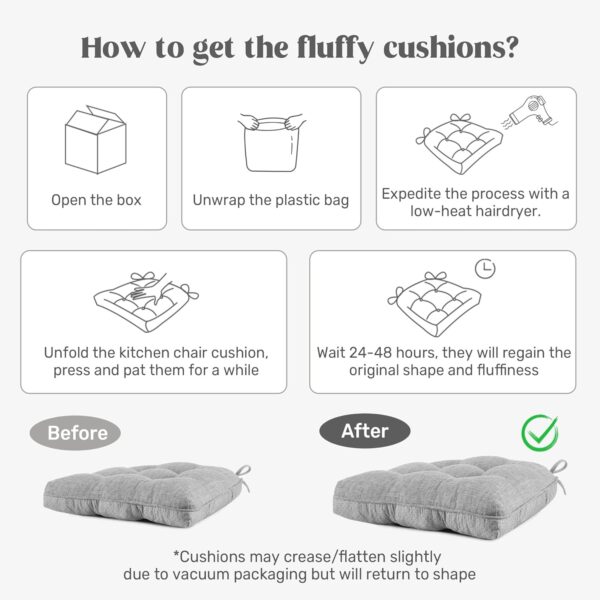puredown® Chair Cushions for Dining Chairs, Tufted Memory Fo...