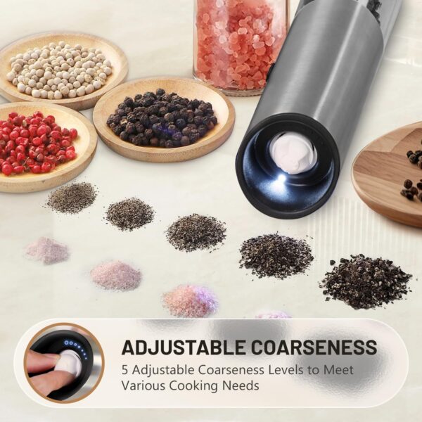 Gravity Electric Salt and Pepper Grinder Set, USB Rechargeab...
