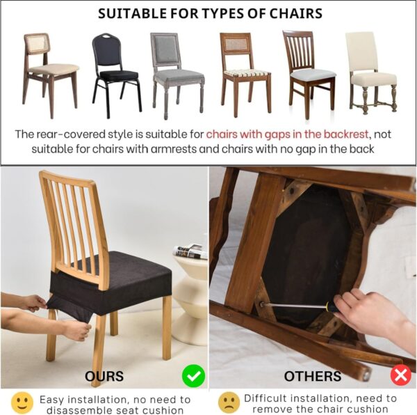 SearchI Stretch Dining Chair Seat Covers Set of 4, Soft Wash...