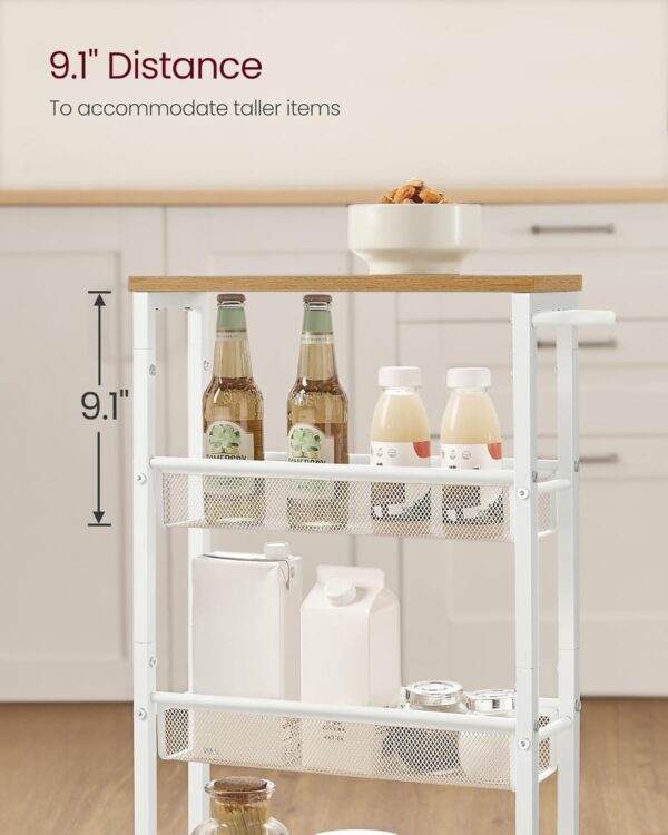 VASAGLE Slim Rolling Cart, 4-Tier Storage Cart, Narrow Cart ...