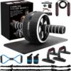 Ab Roller Wheel, 10-In-1 Ab Exercise Wheels Kit with Resista...
