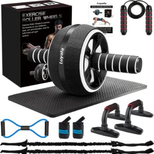 Ab Roller Wheel, 10-In-1 Ab Exercise Wheels Kit with Resista...