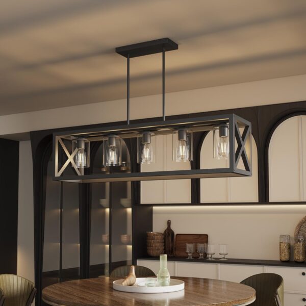 Espird Farmhouse Dining Room Light Fixture - 5 Light Matte B...