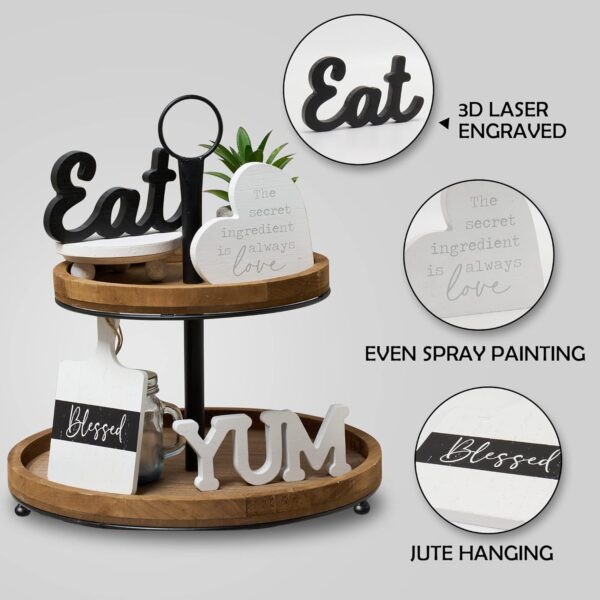 GENMOUS Farmhouse Kitchen Tiered Tray Decor Items Mini Set, ...