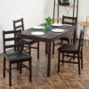 FDW | 5-Piece Solid Wood Dining Table Set for 4 | Pine Kitch...