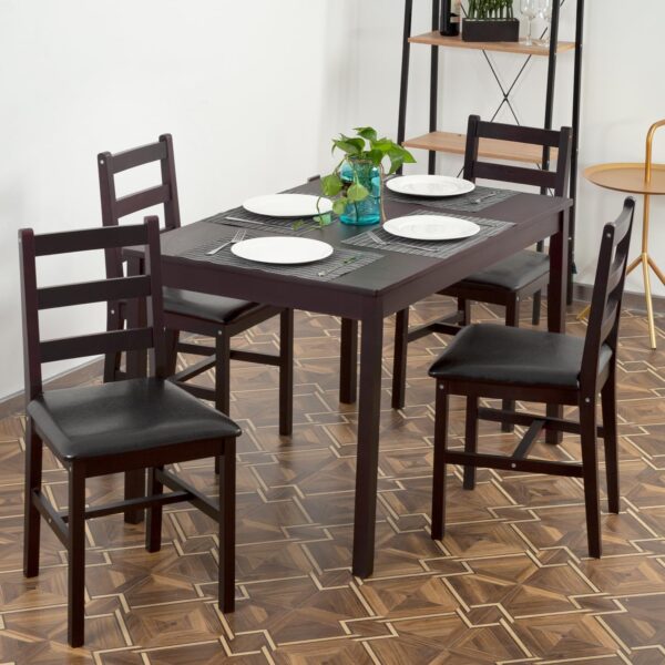 FDW | 5-Piece Solid Wood Dining Table Set for 4 | Pine Kitch...