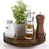 Farmhouse Oak 9" Lazy Susan Turntable Organizer for Cabinet,...