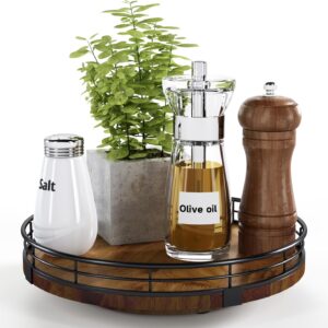Farmhouse Oak 9" Lazy Susan Turntable Organizer for Cabinet,...