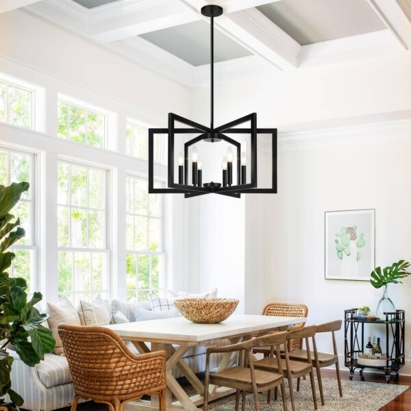 25" Modern Black Chandelier for Dining Room (6-Light, 25-Inc...