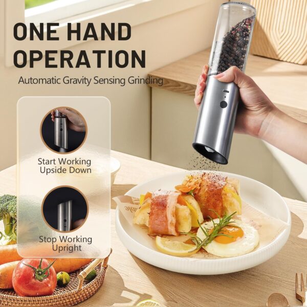 Gravity Electric Salt and Pepper Grinder Set, USB Rechargeab...