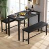 Tatub Dining Table Set for 4, 3-Piece Kitchen Table with 2 B...