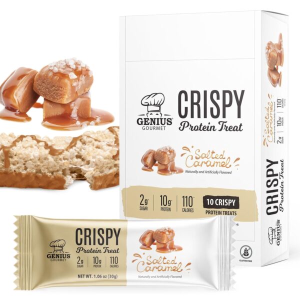Genius Gourmet Crispy Protein Treat, Salted Caramel, Keto Sn...