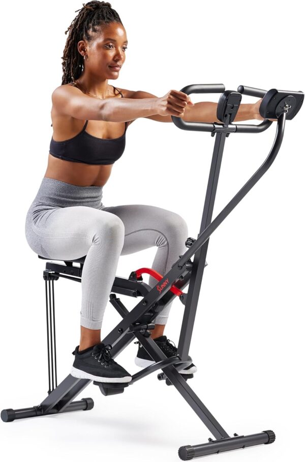 Sunny Health & Fitness Smart Upright Row-N-Ride Trainer w/Ad...