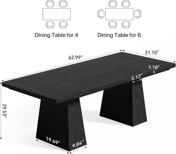 LITTLE TREE Dining Table for 6 People, Wooden Table, Rectang...
