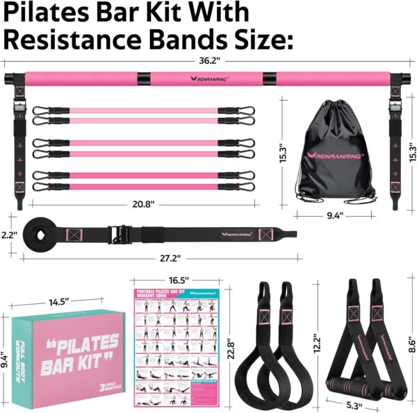 Pilates Bar Kit with Resistance Bands, Multifunctional Pilat...