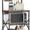 Furologee Kitchen Bakers Rack with Power Outlet, Microwave O...