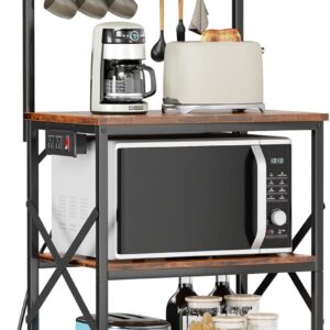 Furologee Kitchen Bakers Rack with Power Outlet, Microwave O...