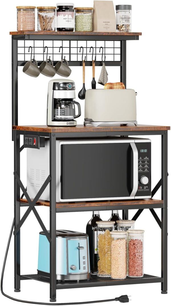 Furologee Kitchen Bakers Rack with Power Outlet, Microwave O...