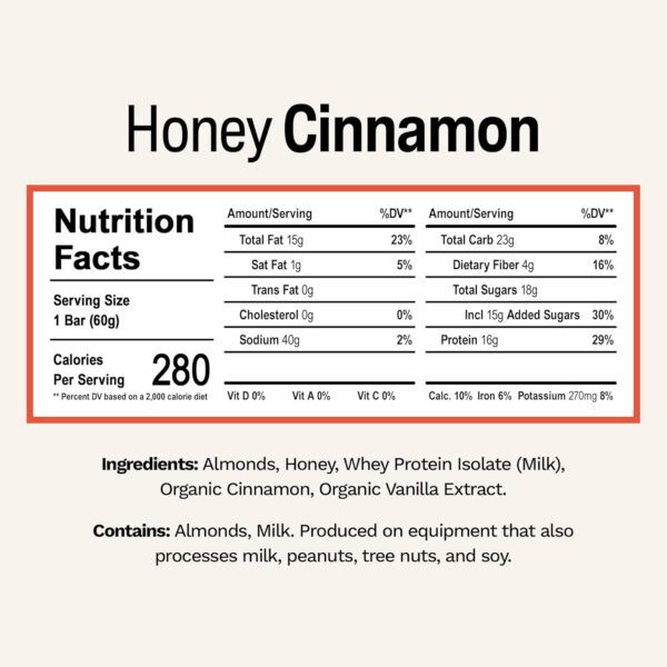 Rise Whey Protein Bars - Honey Cinnamon | Breakfast Bar & Pr...