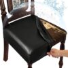 Waterproof Dining Chair Seat Covers Leather Kitchen Seat Cov...