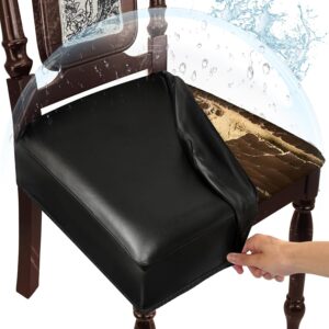Waterproof Dining Chair Seat Covers Leather Kitchen Seat Cov...