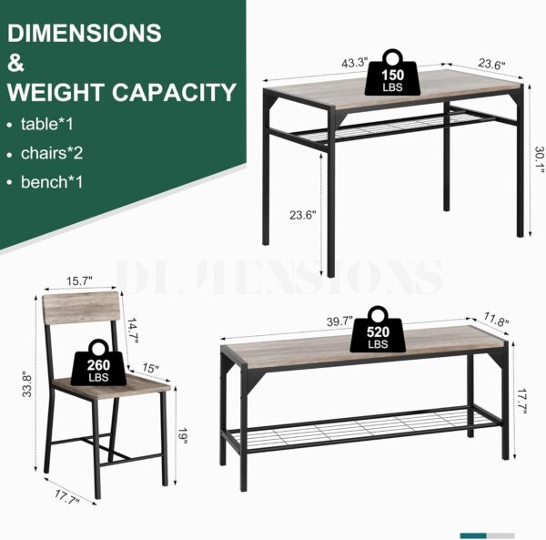 Shintenchi Kitchen Table Chairs Set of 4, Dining Table Set f...