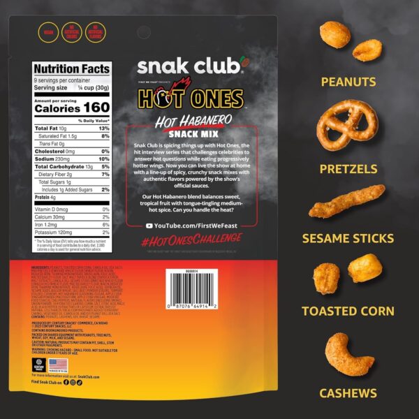 Snak Club x Hot Ones Hot Habanero Snack Mix, Spicy Snacks wi...