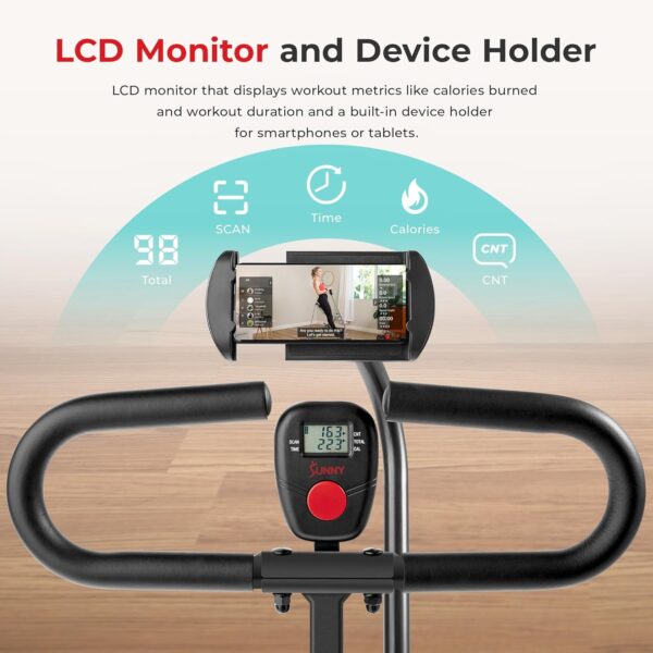 Sunny Health & Fitness Smart Upright Row-N-Ride Trainer w/Ad...