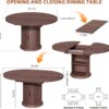 Dining Table for 4-6,63“Extendable Round Kitchen Dining Room...