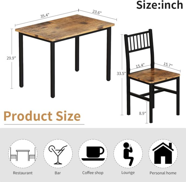AWQM 3 Piece Dining Table Set, Small Industrial Kitchen Tabl...
