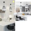 IKK Black Crystal Pendant Light for Kitchen Island, Luxury W...