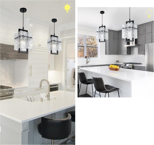 IKK Black Crystal Pendant Light for Kitchen Island, Luxury W...