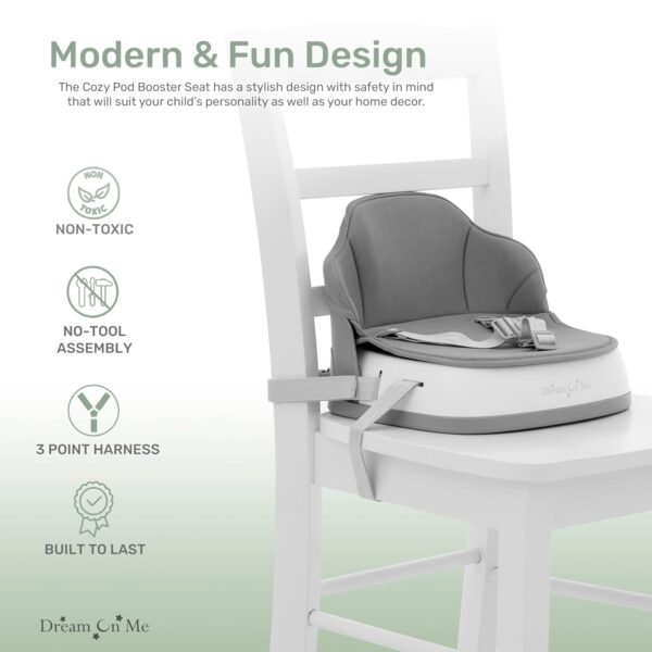 Dream On Me Cozy Pod Booster Seat with Removable Cover in Gr...