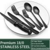 24-Piece Black Silverware Set with Steak Knives, Black Flatw...