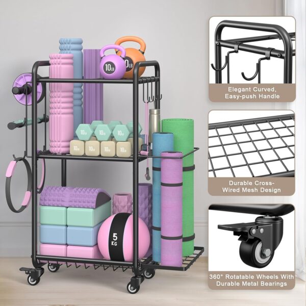 Weight Rack for Home Gym, All in One Yoga Mat Storage Rack, ...