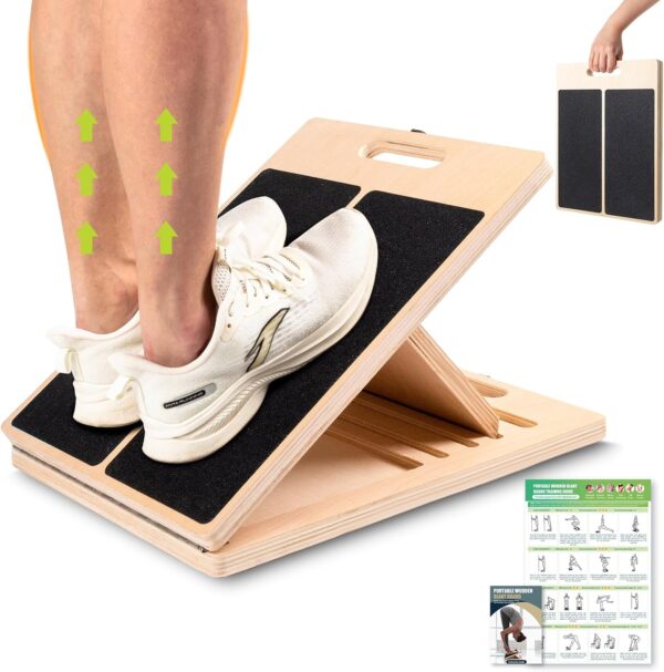 Slant Board for Calf Stretching, Adjustable Portable Wooden ...