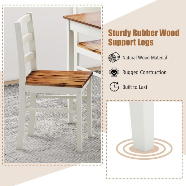 Tangkula Dining Table Set for 4, Solid Wood, Farmhouse Dinet...