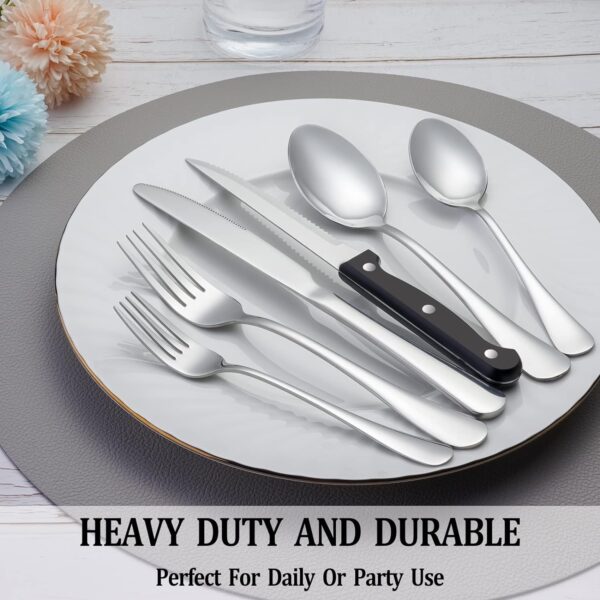 24 Pcs Silverware Set with Steak Knives Service for 4,Stainl...