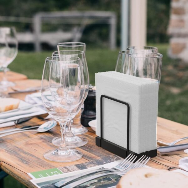 Wican Napkin Holder for Table, Bamboo Iron Standing Napkin D...