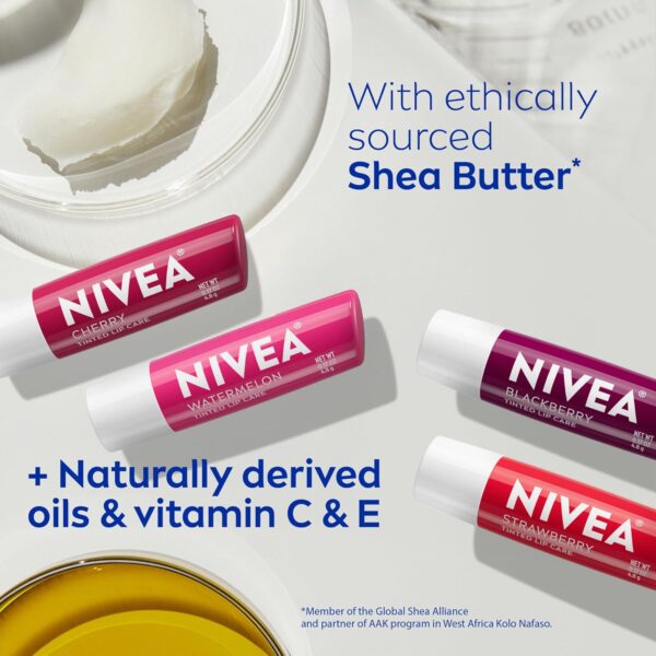 NIVEA Lip Care, Fruity Tinted Lip Balm Variety Pack, Cherry,...