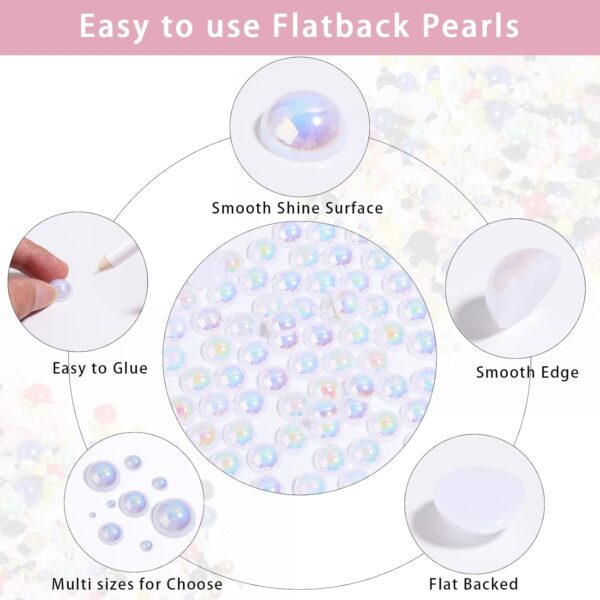 150PCS 14mm Yellow AB Flatback Pearls for Crafting Jewelry M...