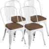 Yaheetech 18 Inch Classic Iron Metal Dining Chair with Wood ...
