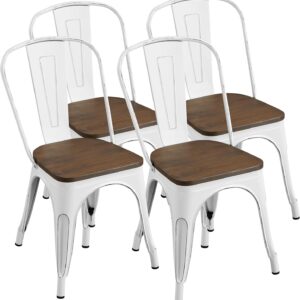 Yaheetech 18 Inch Classic Iron Metal Dining Chair with Wood ...