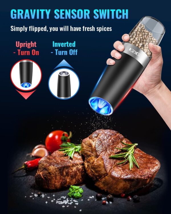 Sweet Alice Gravity Electric Pepper and Salt Grinder Set, Ad...