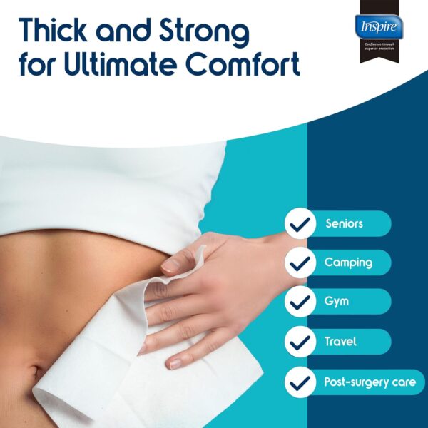 Inspire Thick Rinse Free Body Wipes, Extra Large Washcloths ...
