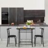 VINGLI 3 Piece Dining Set,Small Kitchen Table Set for 2,Brea...