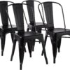 Amazon Basics Metal Dining Chairs, Matte Black, 1 Count (Pac...