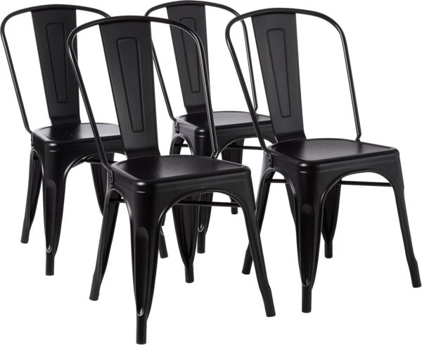 Amazon Basics Metal Dining Chairs, Matte Black, 1 Count (Pac...